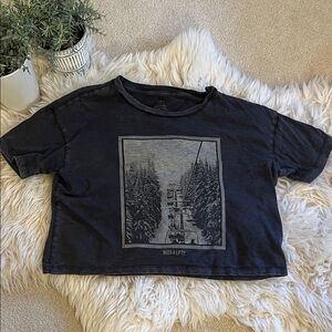 Aerie acid washed, distressed, crop top ski lift XXS